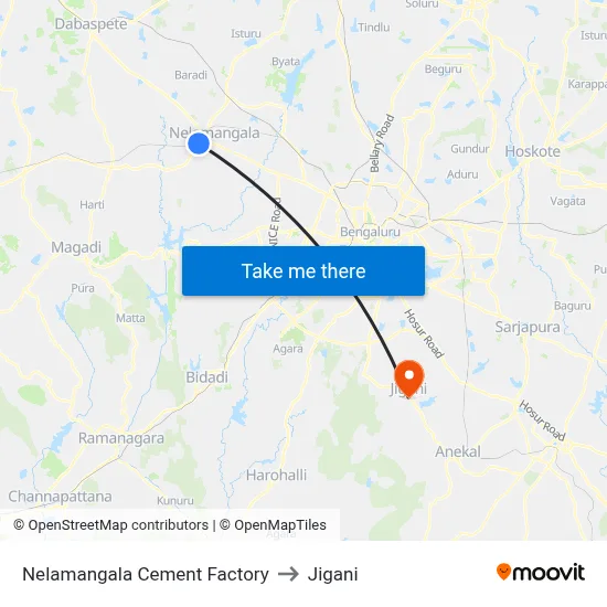 Nelamangala Cement Factory to Jigani map