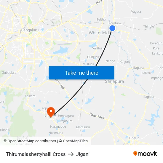 Thirumalashettyhalli Cross to Jigani map