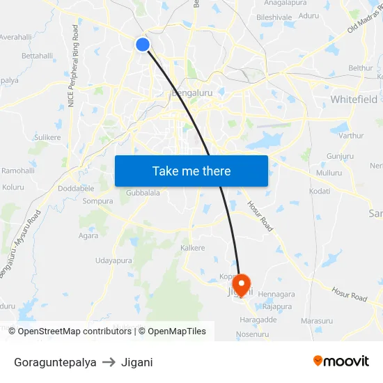 Goraguntepalya to Jigani map