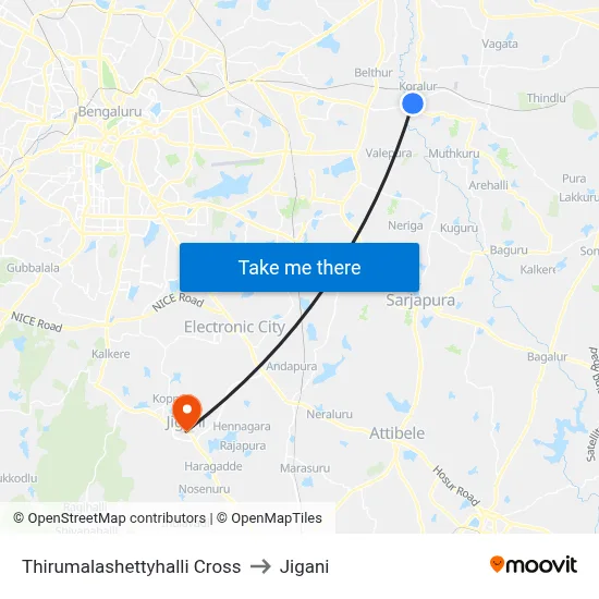 Thirumalashettyhalli Cross to Jigani map