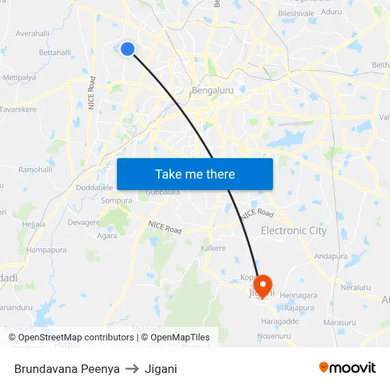 Brundavana Peenya to Jigani map