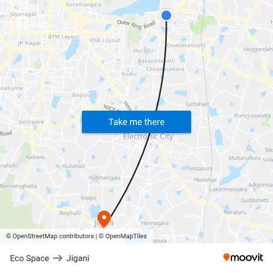 Eco Space to Jigani map