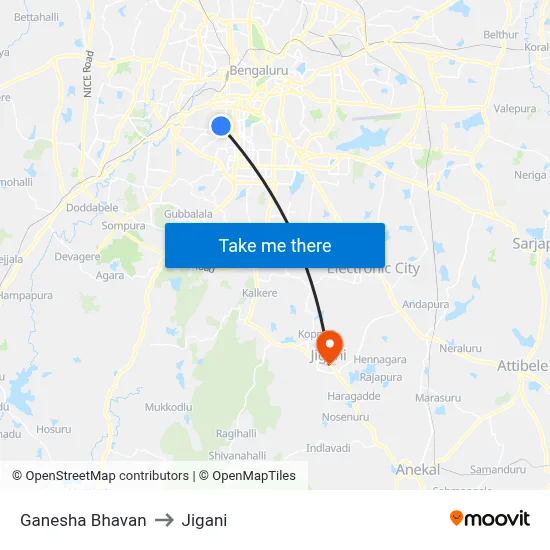 Ganesha Bhavan to Jigani map