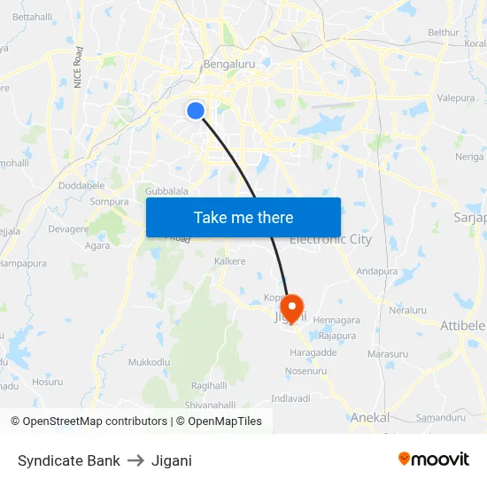 Syndicate Bank to Jigani map