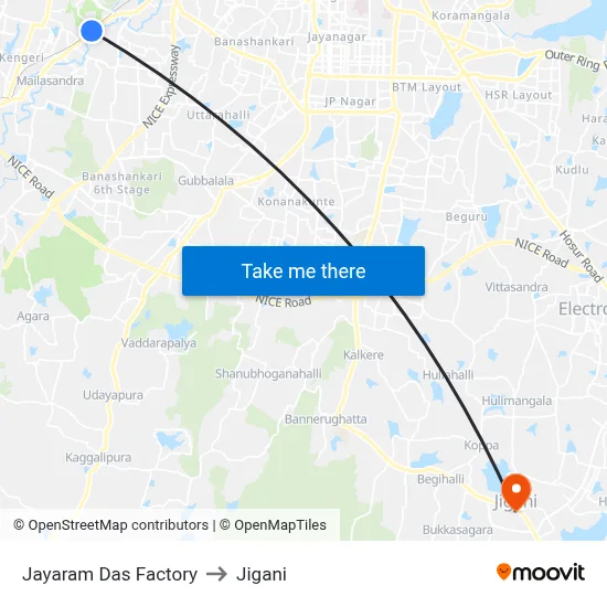 Jayaram Das Factory to Jigani map