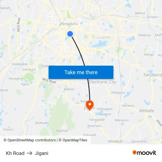 Kh Road to Jigani map