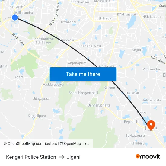 Kengeri Police Station to Jigani map