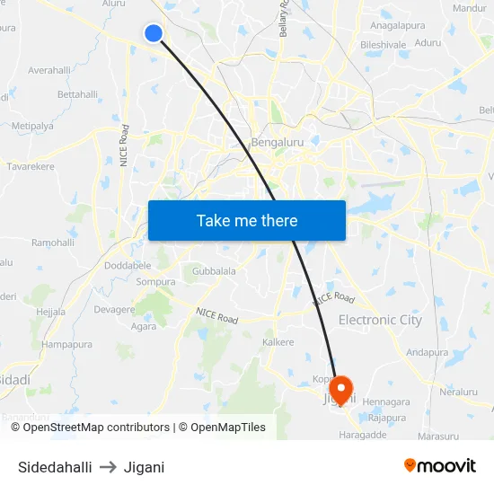 Sidedahalli to Jigani map