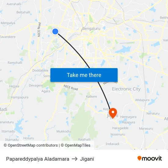 Papareddypalya Aladamara to Jigani map