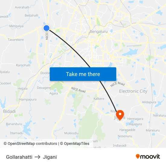 Gollarahatti to Jigani map