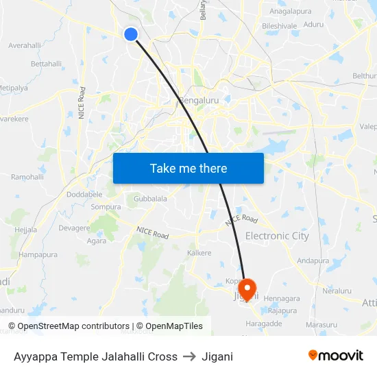 Ayyappa Temple Jalahalli Cross to Jigani map