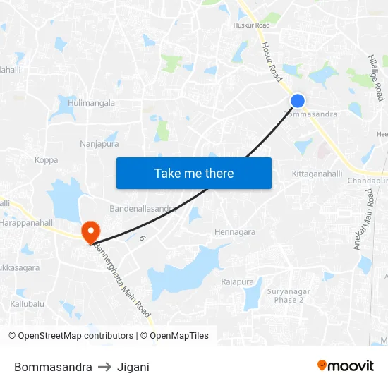 Bommasandra to Jigani map