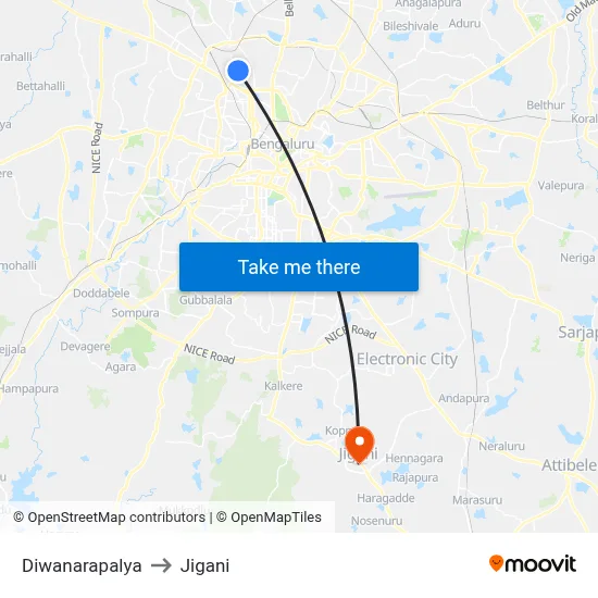 Diwanarapalya to Jigani map