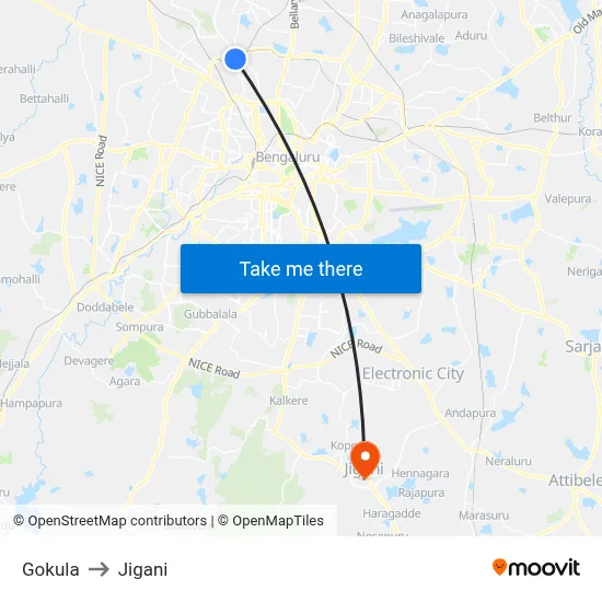 Gokula to Jigani map