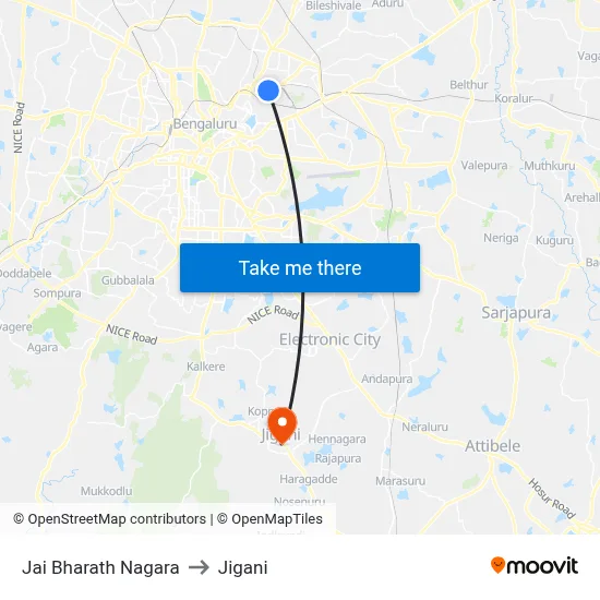 Jai Bharath Nagara to Jigani map