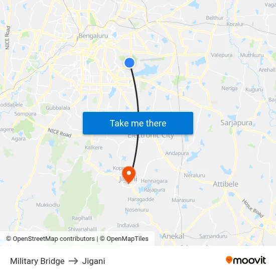 Military Bridge to Jigani map