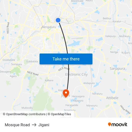 Mosque Road to Jigani map
