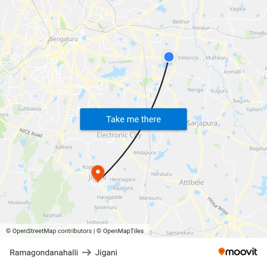 Ramagondanahalli to Jigani map