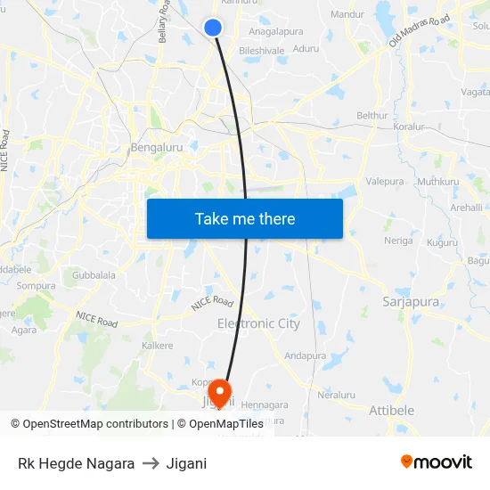 Rk Hegde Nagara to Jigani map