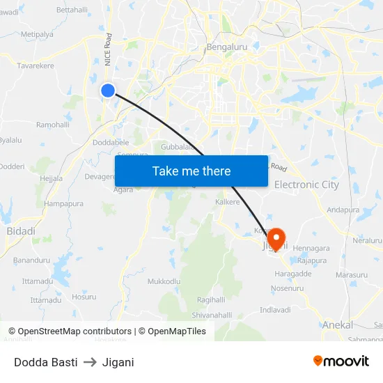 Dodda Basti to Jigani map