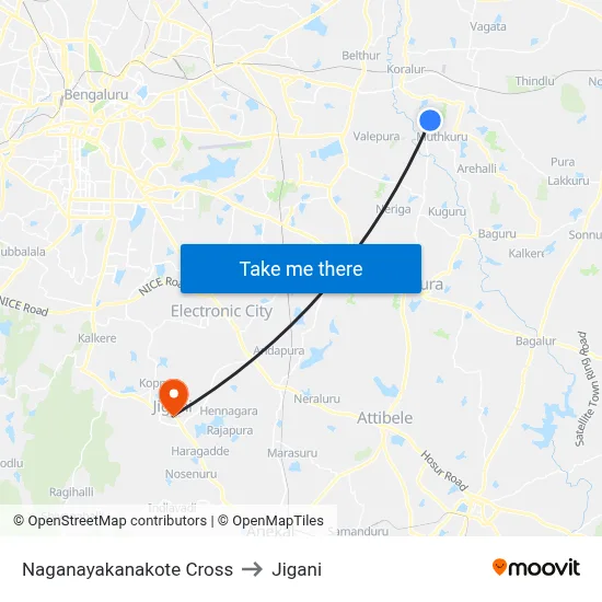Naganayakanakote Cross to Jigani map