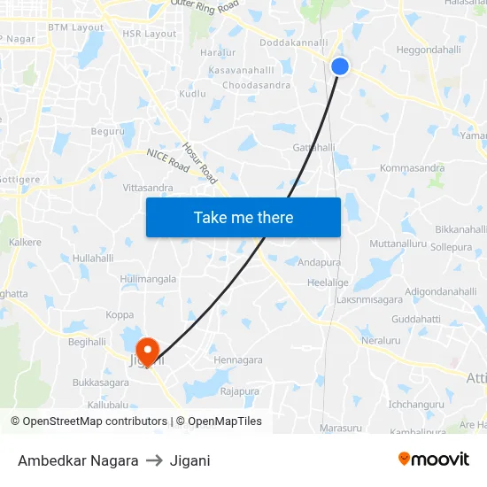 Ambedkar Nagara to Jigani map