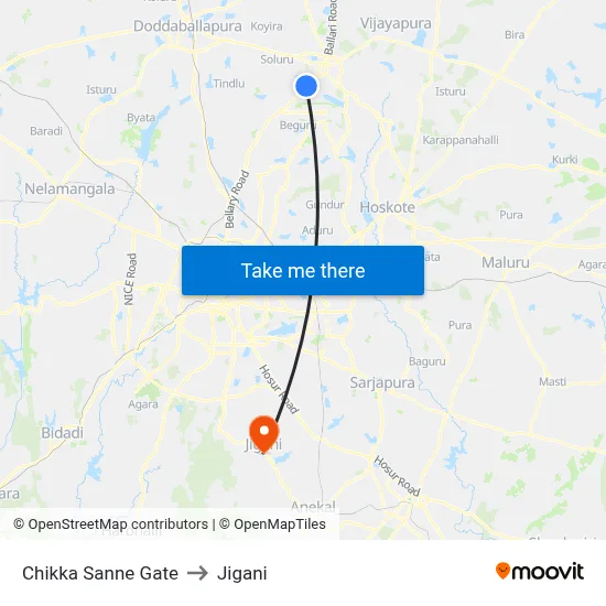 Chikka Sanne Gate to Jigani map