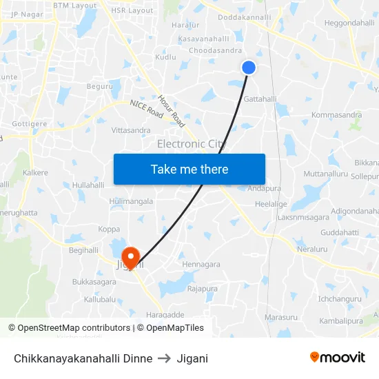 Chikkanayakanahalli Dinne to Jigani map