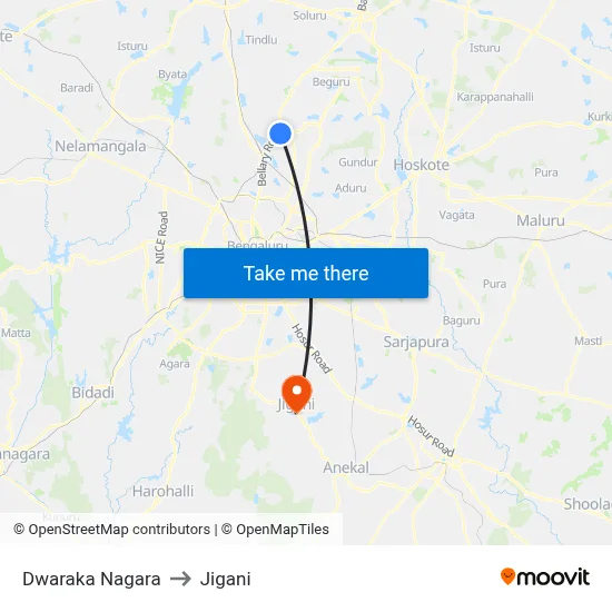 Dwaraka Nagara to Jigani map