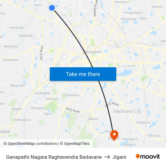 Ganapathi Nagara Raghavendra Badavane to Jigani map