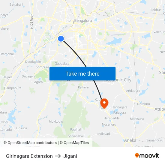 Girinagara Extension to Jigani map