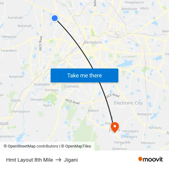 Hmt Layout 8th Mile to Jigani map