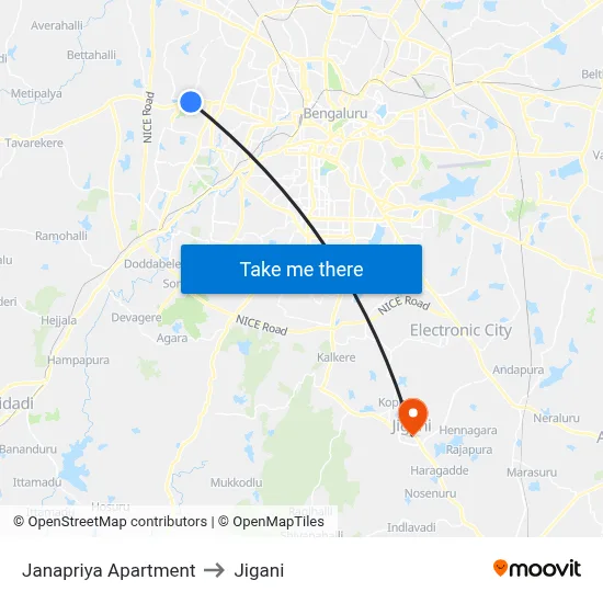 Janapriya Apartment to Jigani map