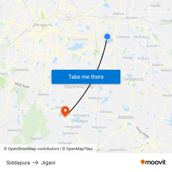 Siddapura to Jigani map