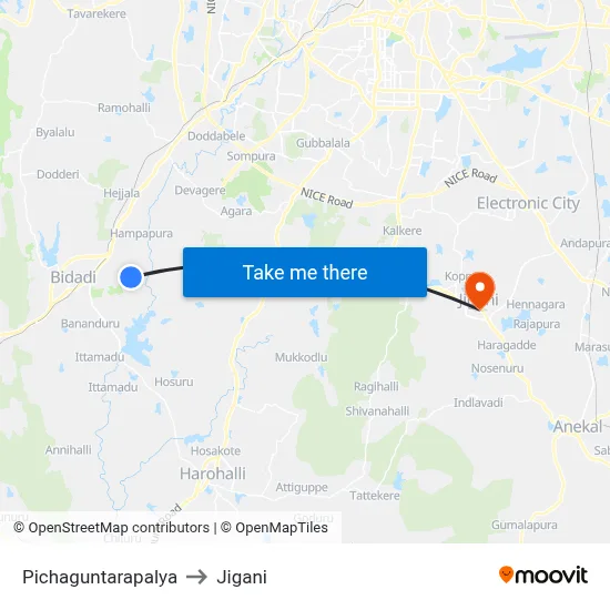 Pichaguntarapalya to Jigani map