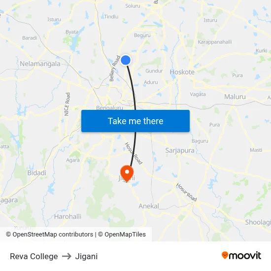 Reva College to Jigani map