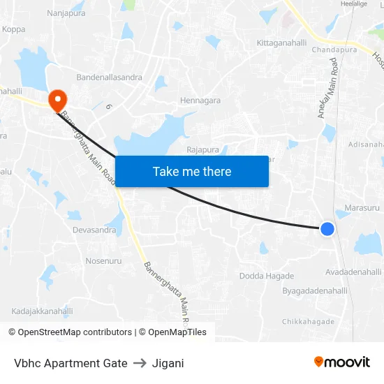 Vbhc Apartment Gate to Jigani map