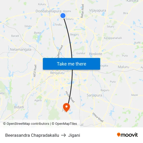Beerasandra Chapradakallu to Jigani map