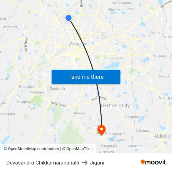 Devasandra Chikkamaranahalli to Jigani map