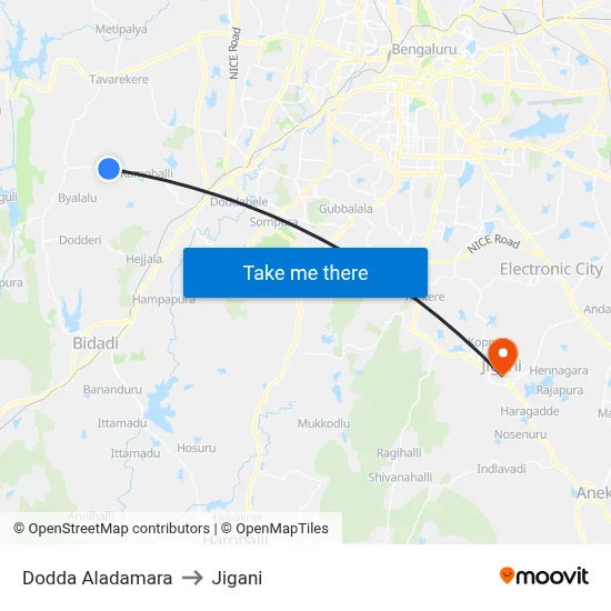 Dodda Aladamara to Jigani map