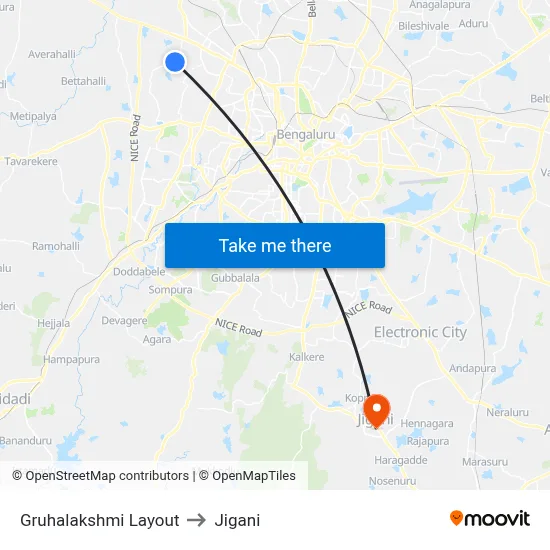Gruhalakshmi Layout to Jigani map