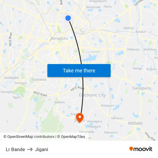 Lr Bande to Jigani map