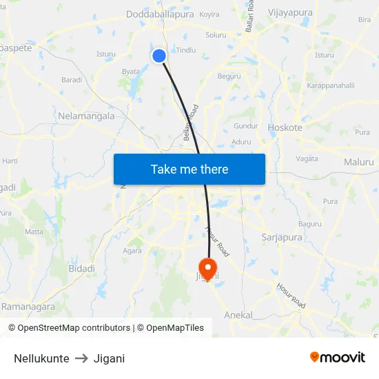 Nellukunte to Jigani map