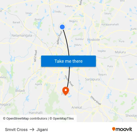 Smvit Cross to Jigani map
