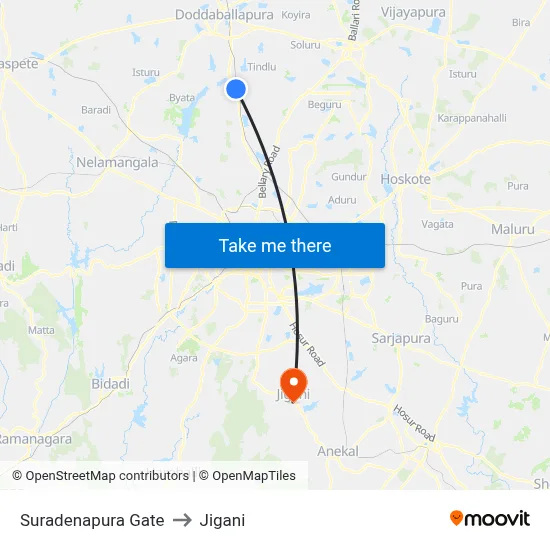Suradenapura Gate to Jigani map
