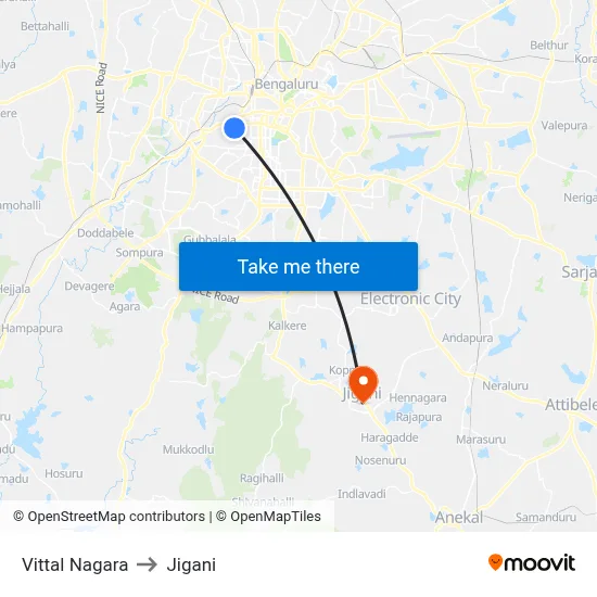 Vittal Nagara to Jigani map