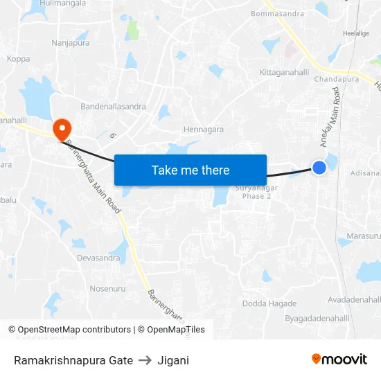 Ramakrishnapura Gate to Jigani map