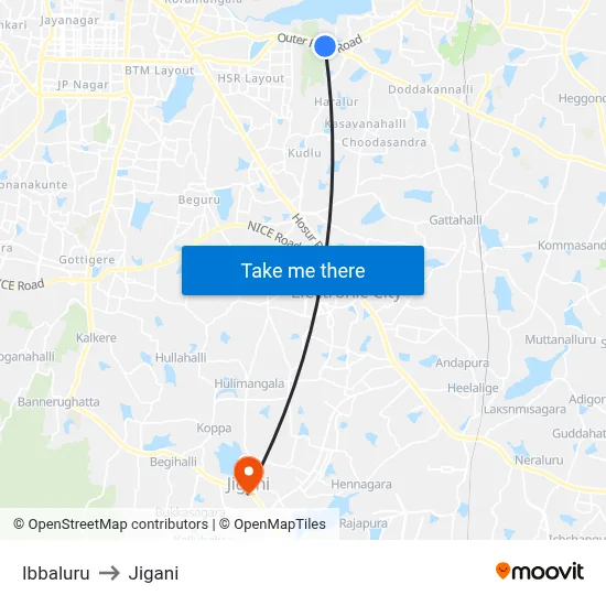 Ibbaluru to Jigani map