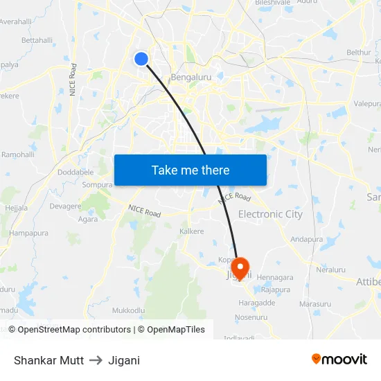 Shankar Mutt to Jigani map