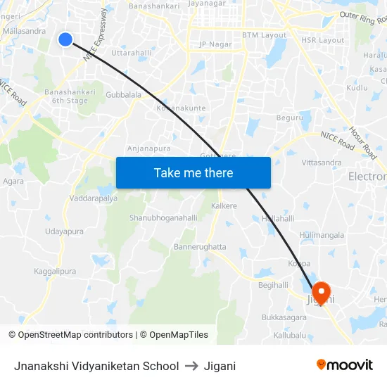 Jnanakshi Vidyaniketan School to Jigani map